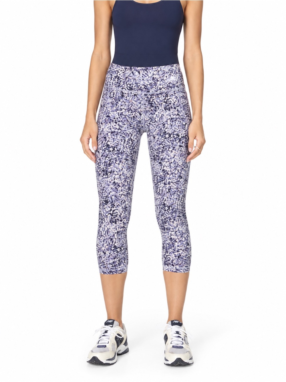 Sweaty Betty Power Cropped capri Workout 0967 Leggings Floral Purple Meadow 6